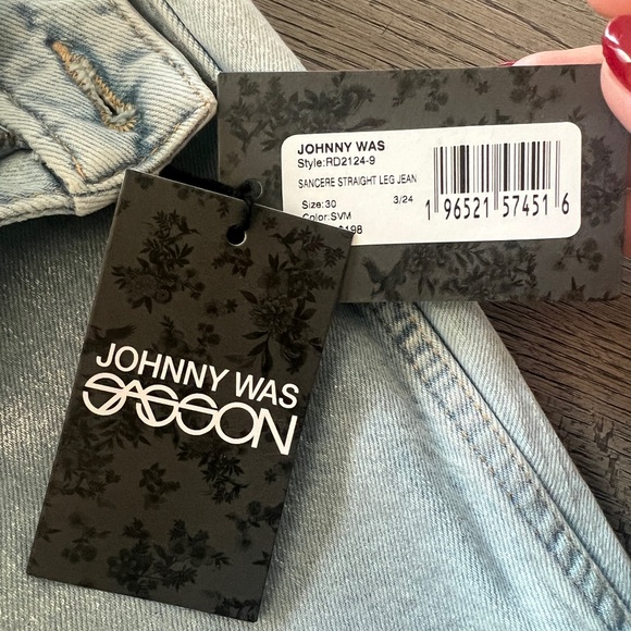 Johnny Was Sassoon Sancere Straight Leg Jean In Silver Metallic Size 30 - Picture 10 of 10